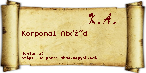 Korponai Abád névjegykártya